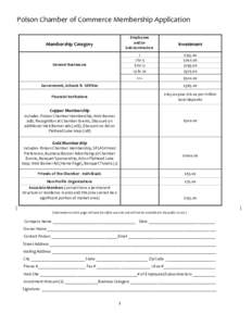 Polson Chamber of Commerce Membership Application Membership Category Employees and/or Sub-Contractors