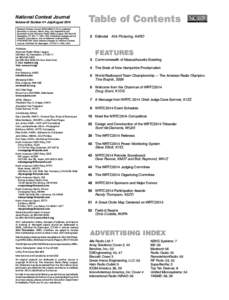 National Contest Journal Volume 42 Number 4  July/August 2014 Table of Contents  National Contest Journal (ISSN[removed]is published