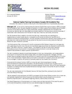 MEDIA RELEASE For Immediate Release January 10, 2013 Stephen Staudigl[removed]or [removed]