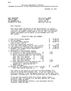 2011 Shared Revenues and Expenditure Restraint