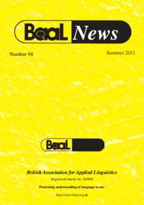 News Summer 2011 Number 98  British Association for Applied Linguistics