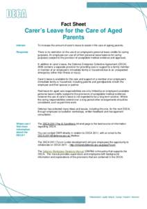 Fact Sheet  Carer’s Leave for the Care of Aged Parents Interest