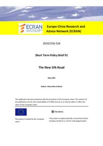 ECRAN IS114 Paper 91 The New Silk Road, Alessandro Arduino