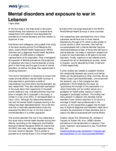 Mental disorders and exposure to war in Lebanon