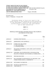 AD HOC GROUP OF THE STATES PARTIES TO THE CONVENTION ON THE PROHIBITION OF THE DEVELOPMENT, PRODUCTION AND BWC/AD HOC GROUP/47 (Part II) STOCKPILING OF BACTERIOLOGICAL 20 October[removed]BIOLOGICAL) AND TOXIN WEAPONS