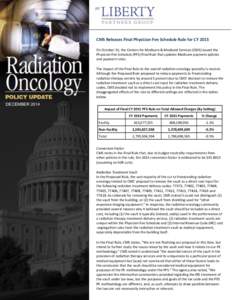 CMS Releases Final Physician Fee Schedule Rule for CY 2015 On October 31, the Centers for Medicare & Medicaid Services (CMS) issued the Physician Fee Schedule (PFS) Final Rule that updates Medicare payment policies and p