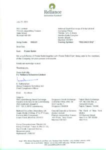 Registered Office: 3rd Floor, Maker Chambers IV, 222, Nariman Point, Mumbai, India; CIN: L17110MH1973PLC019786 Website: www.ril.com; E-mail: ; Tel.: +; Fax: +