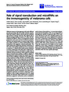 Meyer et al. Journal of Translational Medicine 2015, 13(Suppl 1):K15 http://www.translational-medicine.com/content/13/S1/K15 KEYNOTE SPEAKER PRESENTATION  Open Access