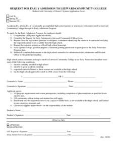 Microsoft Word - REQUEST FOR EARLY ADMISSION TO LEEWARD COMMUNITY COLLEGE.doc