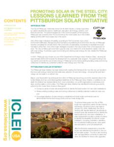 Promoting Solar in the Steel City:  Lessons Learned from the Pittsburgh Solar Initiative INTRODUCTION