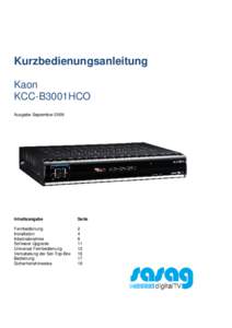 Kurzbedienungsanleitung Kaon KCC-B3001HCO B3001HCO Ausgabe September 2009