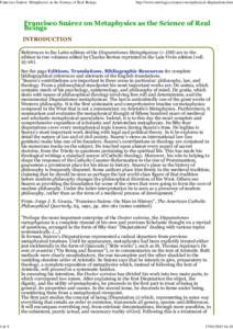 Francisco Suárez: Metaphysics as the Science of Real Beings  1 di 9 http://www.ontology.co/suarez-metaphysical-disputations.htm