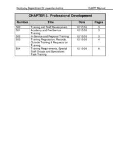 Kentucky Department 0f Juvenile Justice  DJJPP Manual CHAPTER 5. Professional Development Number