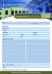 INSTITUTO SUPERIOR TÉCNICO Universidade Técnica de Lisboa DATA DE RECEPÇÃO  Diplomas de Formação Avançada