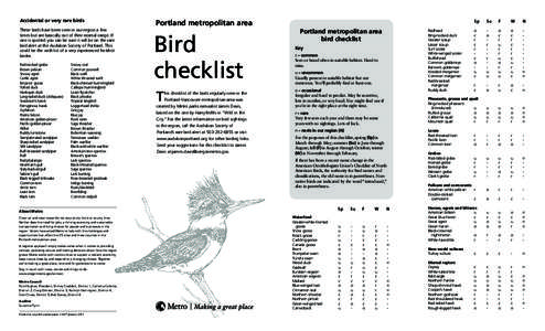 Accidental or very rare birds These birds have been seen in our region a few times but are basically out of their normal range. If one is spotted you can be sure it will be on the rare bird alert at the Audubon Society o