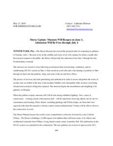 May 21, 2010 FOR IMMEDIATE RELEASE Contact: Catherine Hinman[removed]removed]