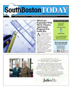 SouthBostonTODAY Online • On Your Mobile • At Your Door MAY 7, 2015: Vol.3 Issue 21		  SERVING SOUTH BOSTONIANS AROUND THE GLOBE