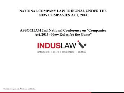 NATIONAL COMPANY LAW TRIBUNAL UNDER THE NEW COMPANIES ACT, 2013
