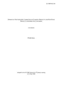 SCCNFP[removed]OPINION OF THE SCIENTIFIC COMMITTEE ON COSMETIC PRODUCTS AND NON-FOOD PRODUCTS INTENDED FOR CONSUMERS  CONCERNING