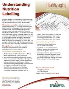 Understanding Nutrition Labelling Healthy aging