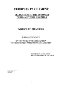 EUROPEAN PARLIAMENT DELEGATION TO THE EURONEST PARLIAMENTARY ASSEMBLY NOTICE TO MEMBERS