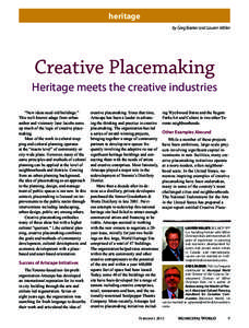 heritage by Greg Baeker and Lauren Millier Creative Placemaking Heritage meets the creative industries “New ideas need old buildings.”