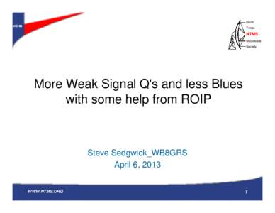 More Weak Signal Q and Less Blues with some help from ROIP-updated