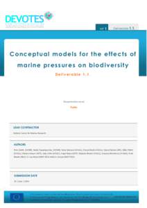 WP 1  Deliverable 1.1. Conceptual models for the effects of marine pressures on biodiversity
