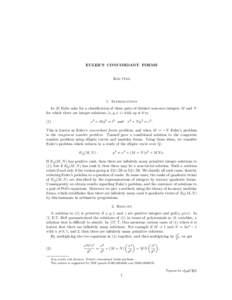 EULER’S CONCORDANT FORMS  Ken Ono 1. Introduction In [6] Euler asks for a classification of those pairs of distinct non-zero integers M and N