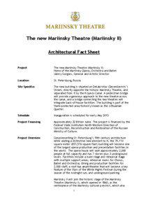 The new Mariinsky Theatre (Mariinsky II) Architectural Fact Sheet