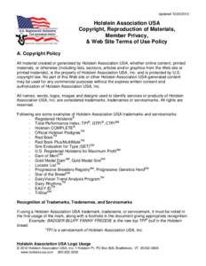 UpdatedHolstein Association USA Copyright, Reproduction of Materials, Member Privacy, & Web Site Terms of Use Policy