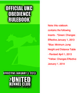 Note: this rulebook contains the following inserts - *Green: Changes Effective January 1, 2013 *Blue: Minimum Jump Height and Distance Table
