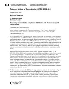 Telecom Notice of Consultation CRTC[removed]