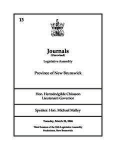 13  Journals (Unrevised)  Legislative Assembly