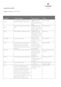 Regional events South West January to April  2015