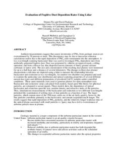 Evaluation of Fugitive Dust Deposition Rates Using Lidar