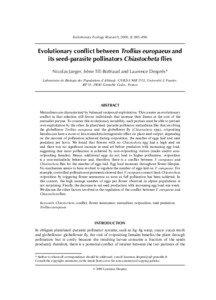 Evolutionary Ecology Research, 2000, 2: 885–896  Evolutionary conflict between Trollius europaeus and