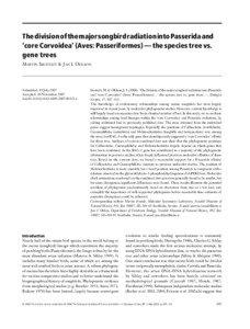 The division of the major songbird radiation into Passerida and ‘core Corvoidea’ (Aves: Passeriformes) — the species tree vs. gene trees