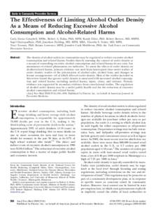The Effectiveness of Limiting Alcohol Outlet Density As a Means of Reducing Excessive Alcohol Consumption and Alcohol-Related Harms