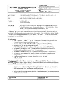 UIPL[removed]Work Search and Overpayment Offset Provisions Added to Permanent Federal Unemployment Compensation Law by Title II, Subtitle A of the Middle Class Tax Relief and Job Creation Act of 2012