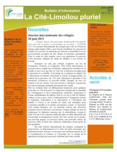 Juin-Juillet 2013 Bulletin d’information  La Cité-Limoilou pluriel