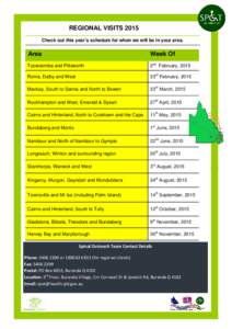 SPOT Regional Visit Schedule 2015