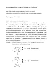 Besonderheiten bei der Ozonolyse substituierter Cyclopentene Kurt Schank, Susanne Pistorius, Matthias Weiter und Frank Werner Saarbrücken, Fachrichtung 11.2 Organische Chemie der Universität des Saarlandes Eingegangen 