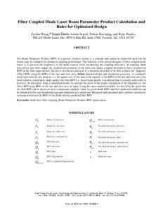 Fiber Coupled Diode Laser Beam Parameter Product Calculation and Rules for Optimized Design Zuolan Wang,* Simon Drovs, Armin Segref, Tobias Koenning, and Rajiv Pandey