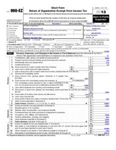 Form  Short Form Return of Organization Exempt From Income Tax  990-EZ