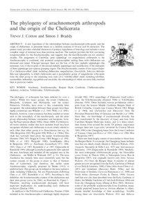 Transactions of the Royal Society of Edinburgh: Earth Sciences, 94, 169–193, 2004 (for[removed]The phylogeny of arachnomorph arthropods