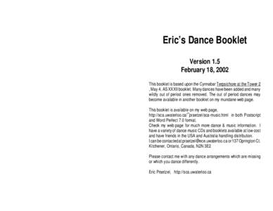 Eric’s Dance Booklet Version 1.5 February 18, 2002