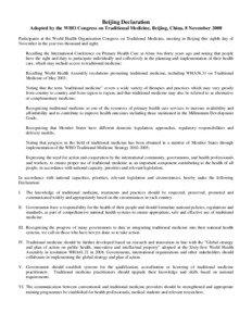 Draft Declaration of Beijing