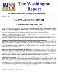 The Washington Report The Newsletter of the National Association of Police Organizations Representing America’s Finest October 14, 2014