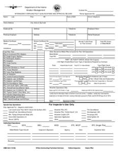 Department of the Interior Aviation Management Contract No.  INTERAGENCY AIRPLANE PILOT QUALIFICATIONS AND APPROVAL RECORD